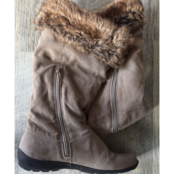 Natural Soul By Naturalizer Woman's Faux Fur Suede Knee High FABIANO Boots 8.5 M - Picture 2 of 9